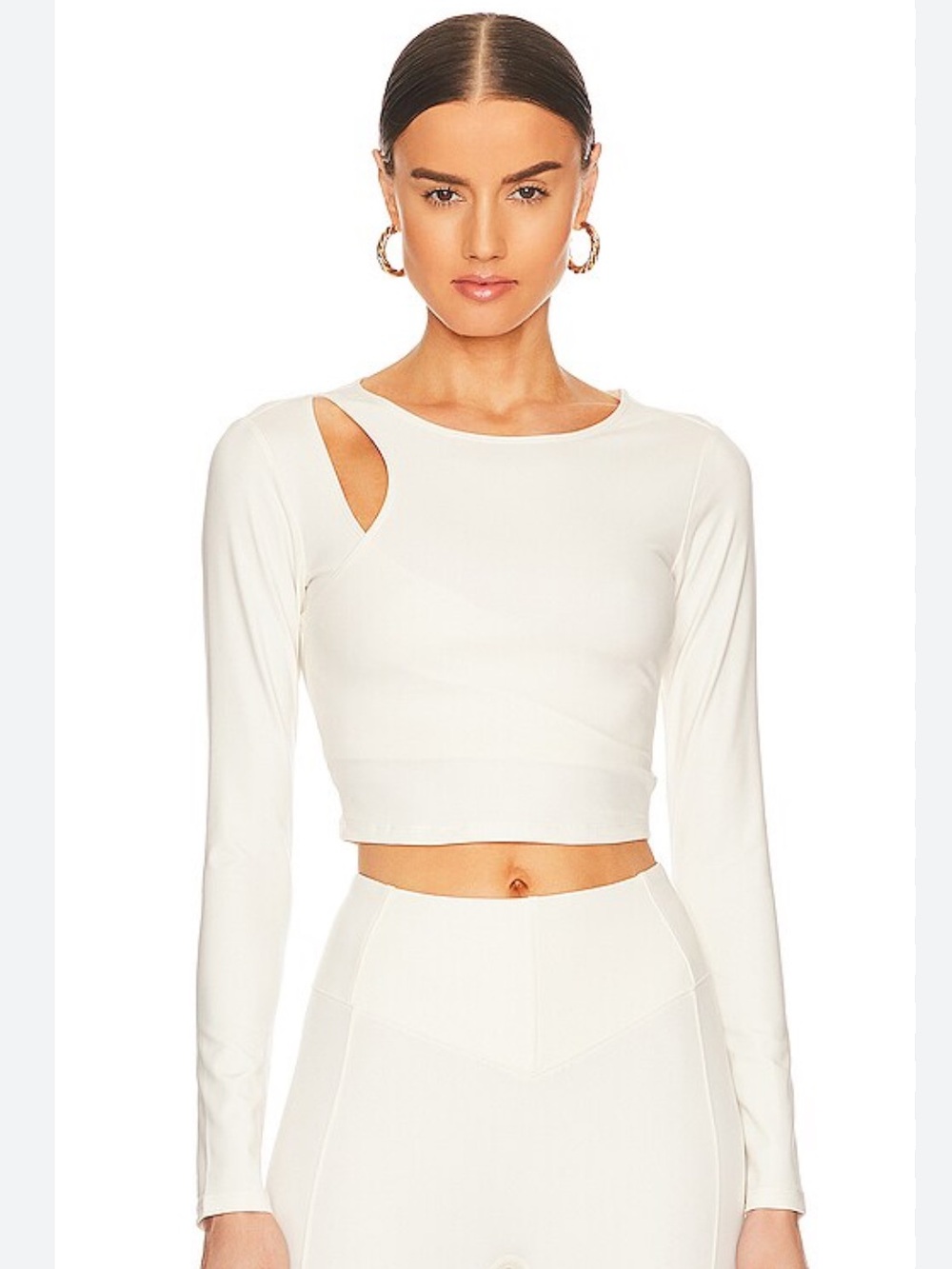 Le Ore Fiori Asymmetrical Long-Sleeve Canvas Crop Cutout Detail athletic M top